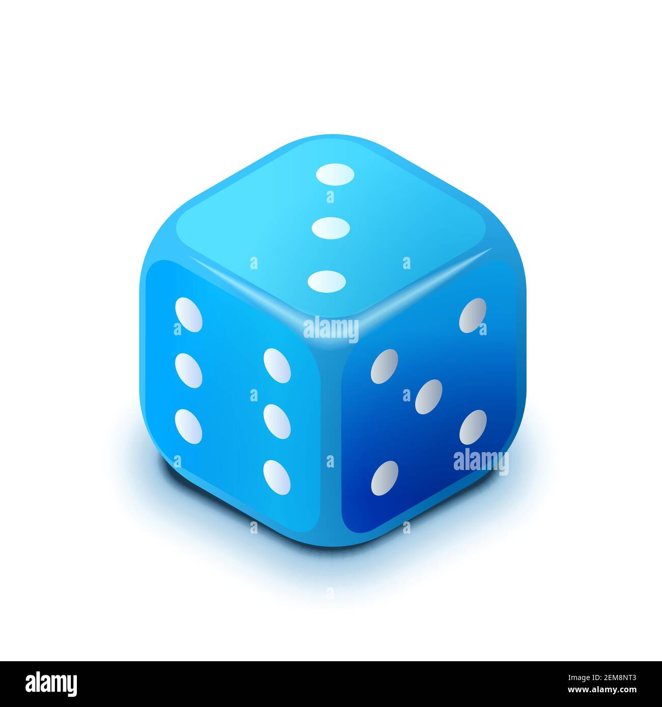 Dés de casino bleu réaliste dans une vue isométrique isolée sur blanc Illustration de Vecteur