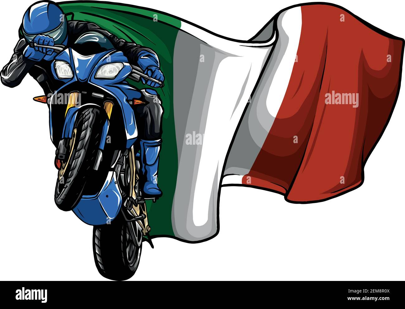 course de moto en virage avec vecteur drapeau italien Illustration de Vecteur