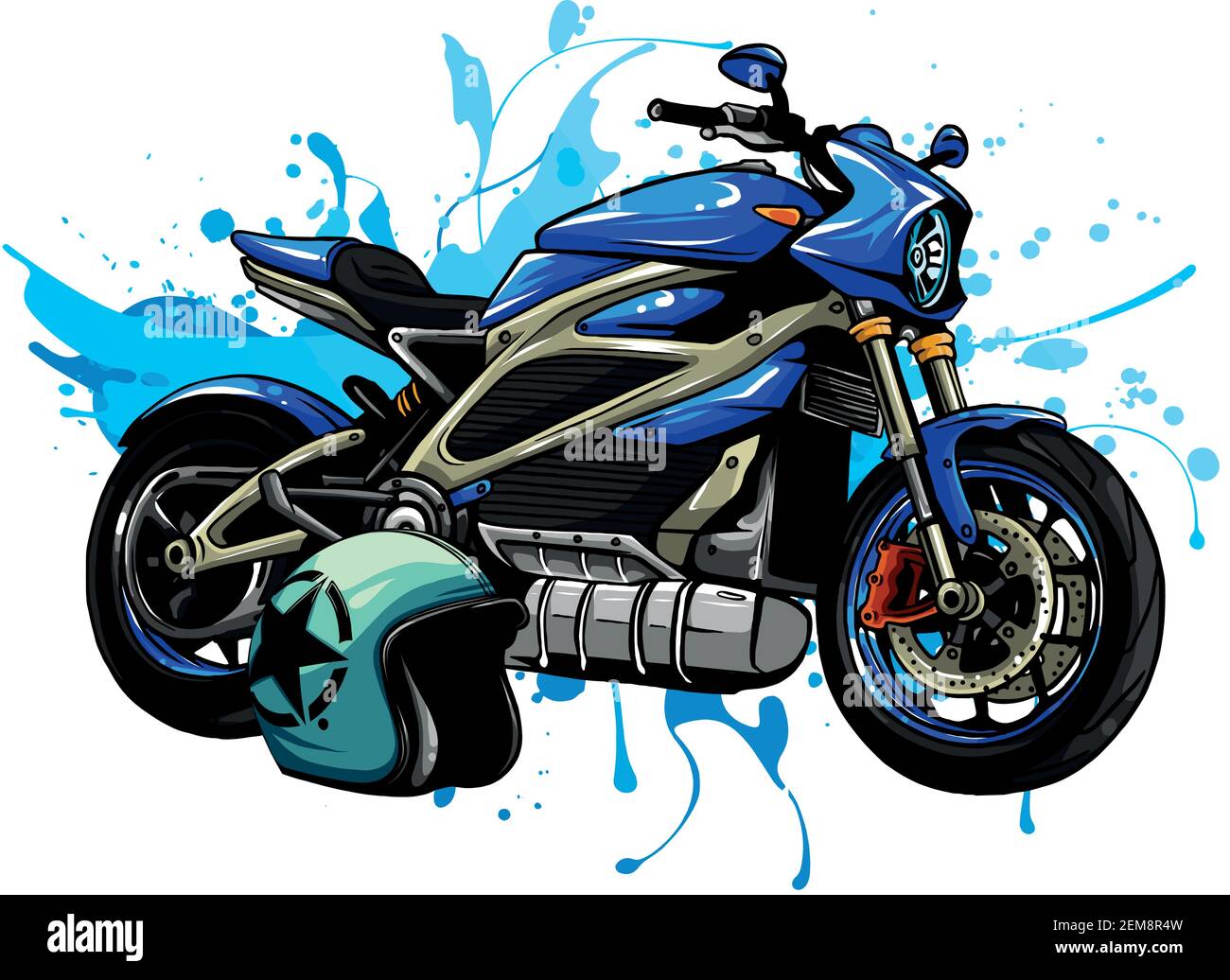 Illustration vectorielle de la moto avec helme Illustration de Vecteur