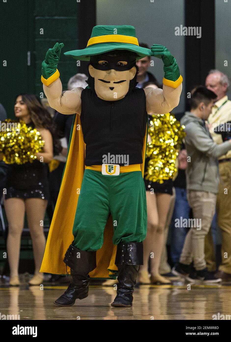 12 2019 janv. San Francisco, Californie États-Unis mascotte des dons de San Francisco pendant le match de basketball masculin NCAA entre Gonzaga Bulldogs et les dons de San Francisco 83-96 perdus au War Memorial Gymnasium San Francisco Calif. Thurman James / (photo par Thurman James/CSM/Sipa USA) Banque D'Images