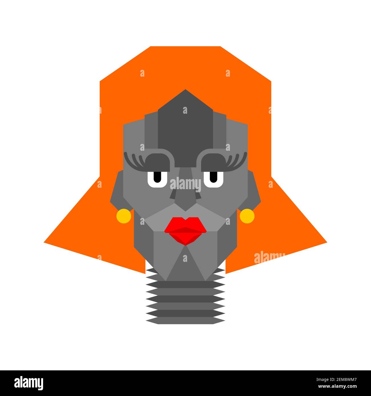 Rétro robot femme visage. Femme cyborg tête vecteur illustration Illustration de Vecteur