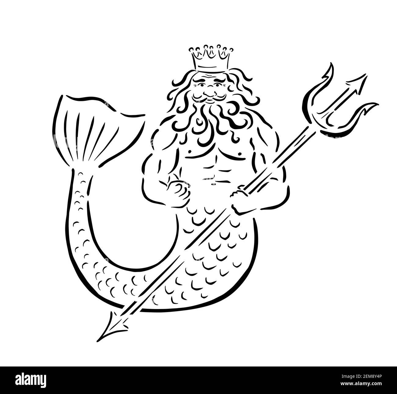 poseidon-greek-god-sea-drawing-banque-d-images-vectorielles-alamy