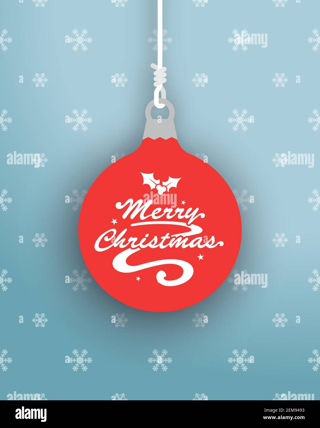 Boule suspendue avec logo « Merry Christmas » Illustration de Vecteur