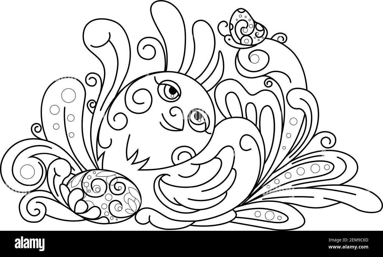 Illustration d'un poussin de nouveau-né assis sur des œufs de Pâques Illustration de Vecteur Illustration d'un poussin de nouveau-né assis sur des œufs de Pâques Illustration de Vecteur
