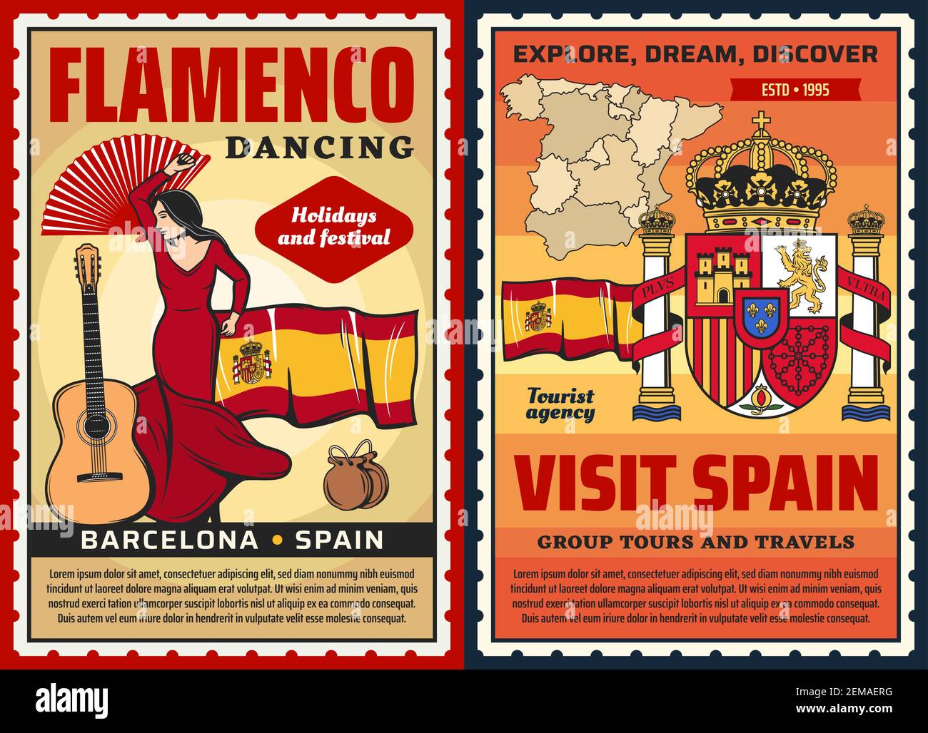 Musée et danse flamenco espagnole, Vector Espagne voyage et tourisme