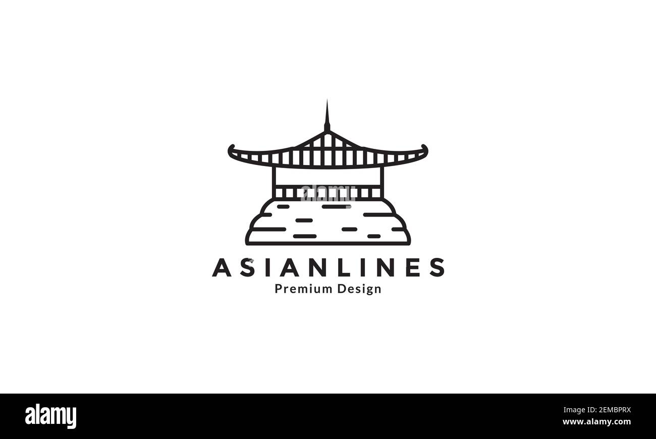 la culture asiatique maison les lignes traditionnelles logo design vecteur symbole d'icône illustration Illustration de Vecteur