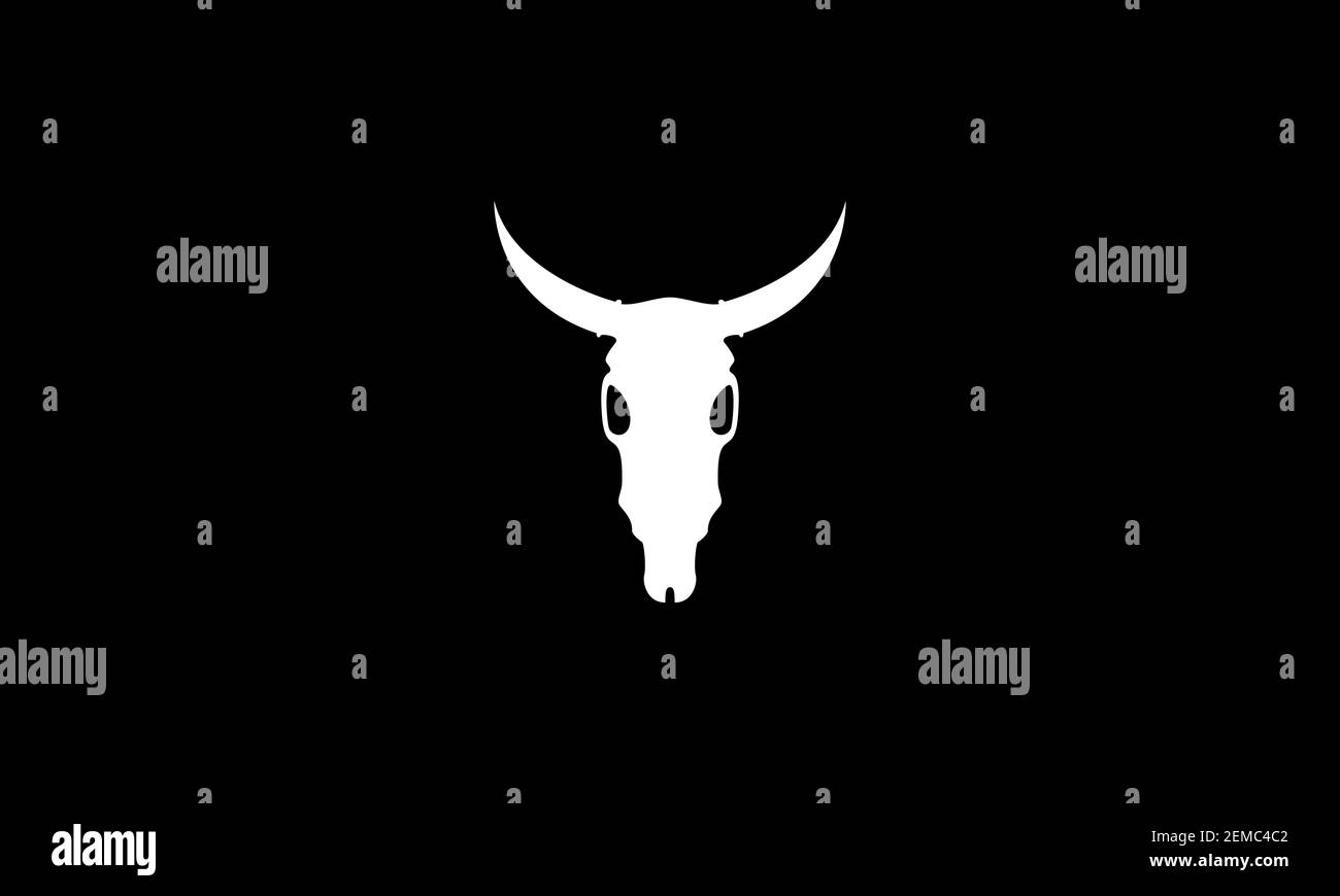 silhouette tête vache corne crâne logo design symbole d'icône vecteur illustration Illustration de Vecteur