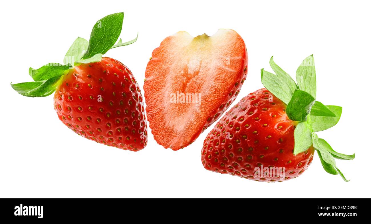 La fraise se levant sur un fond blanc Banque D'Images