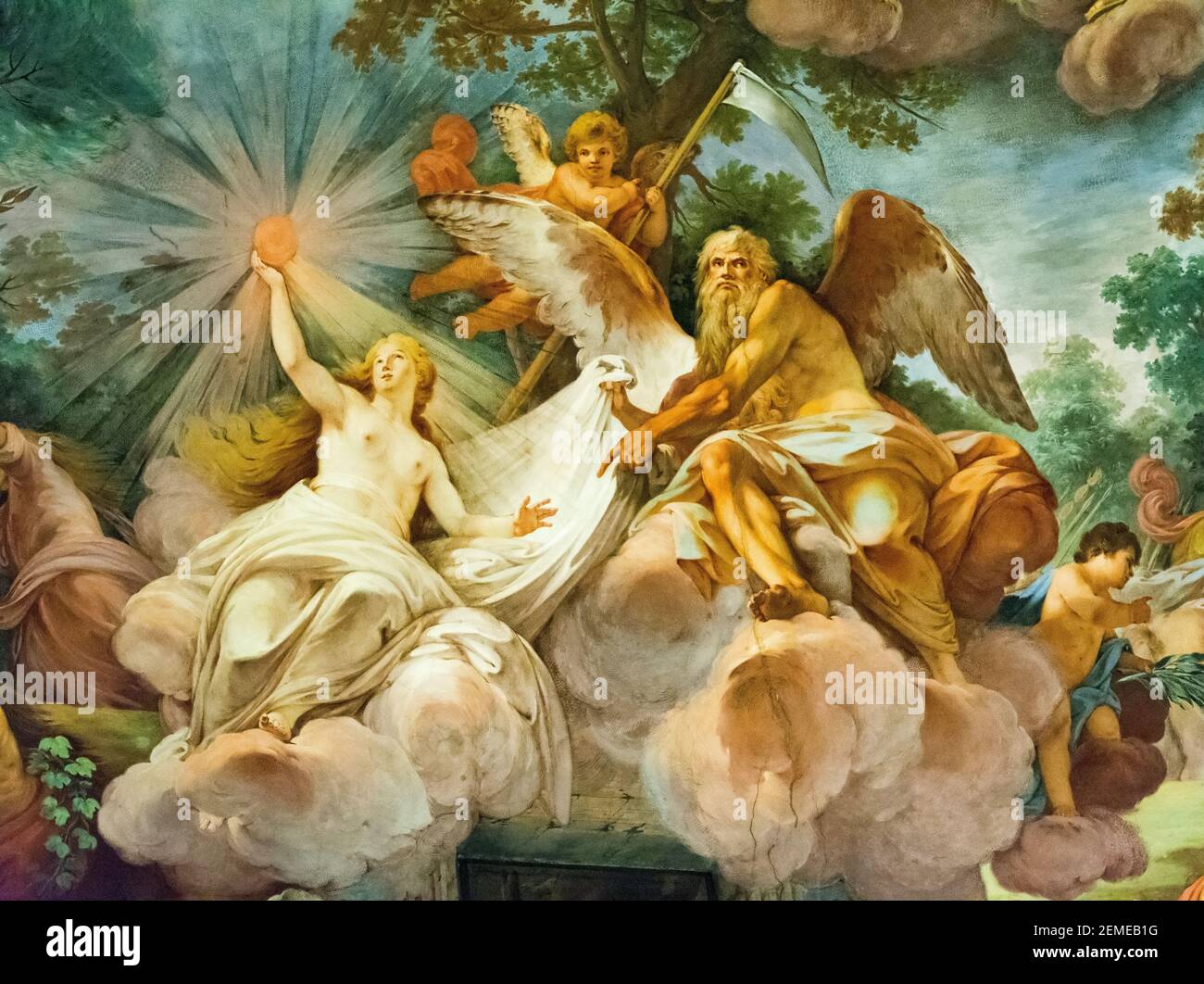 Rome, Italie - 05 octobre 2018 : peinture sur le plafond de la galerie Borghèse, Rome Banque D'Images
