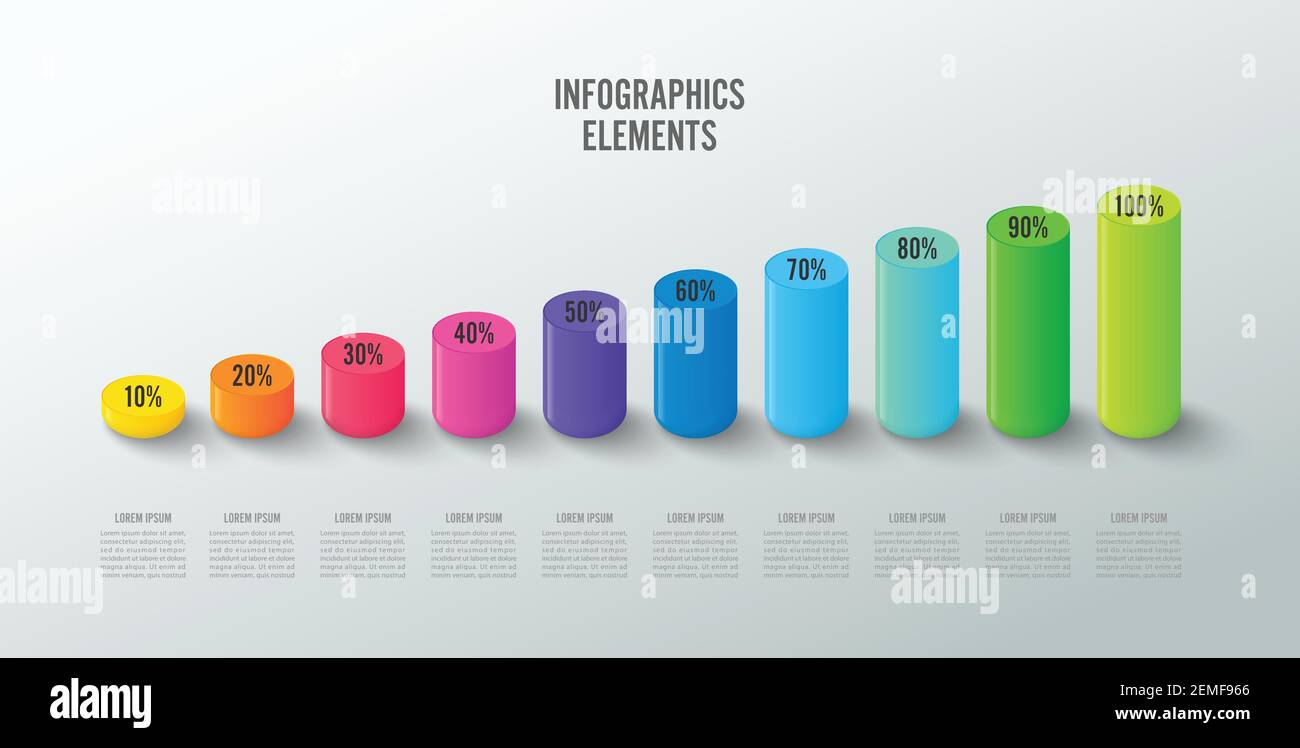 Ensemble d'éléments d'infographie pour graphique, graphique ou diagramme sous forme de rempli de liquide coloré. Illustration vectorielle Illustration de Vecteur