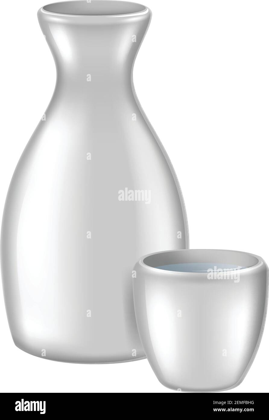 Saké japonais isolé sur fond blanc. Illustration vectorielle. Illustration de Vecteur