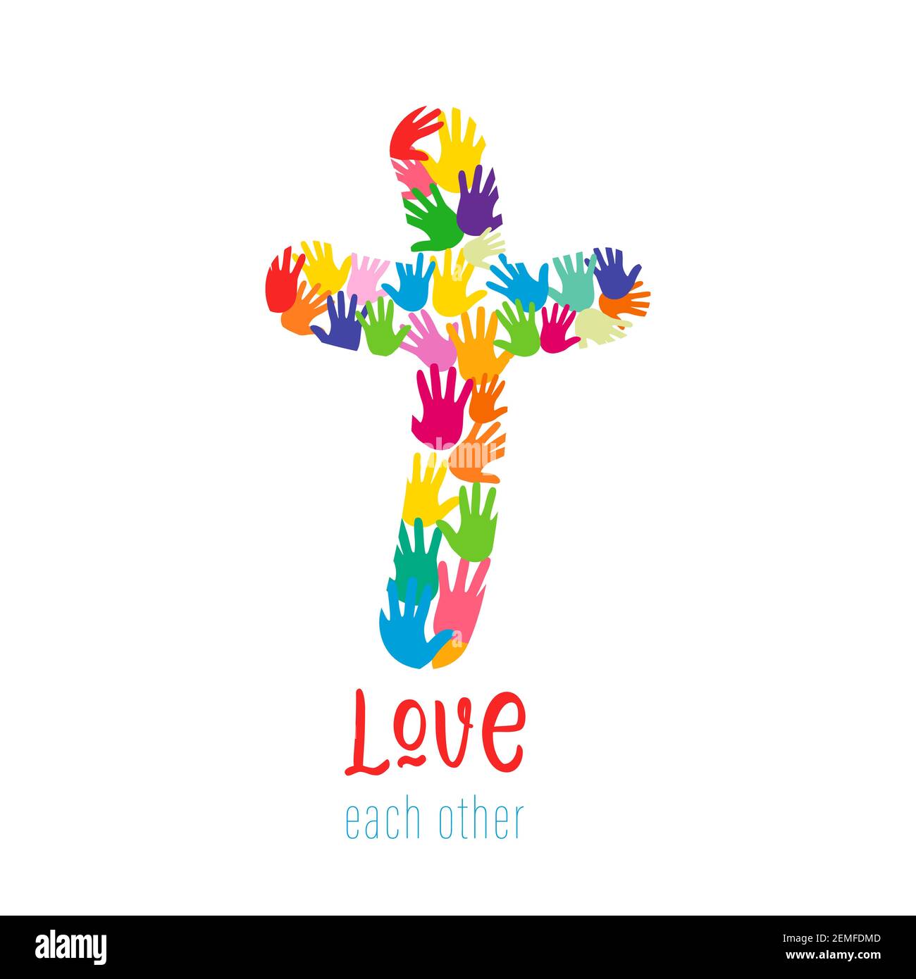 Logo Cross. Logotype de vecteur d'église chrétienne. Crucifixion de couleur. Symbole religieux, carte de vœux, concept de lettrage. Description graphique isolée abstraite Illustration de Vecteur