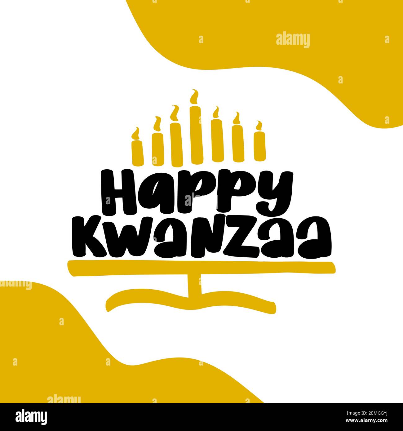 Bonne lettre Kwanzaa à la main avec bougies sur blanc. Vacances afro-américaines. Illustration de Vecteur