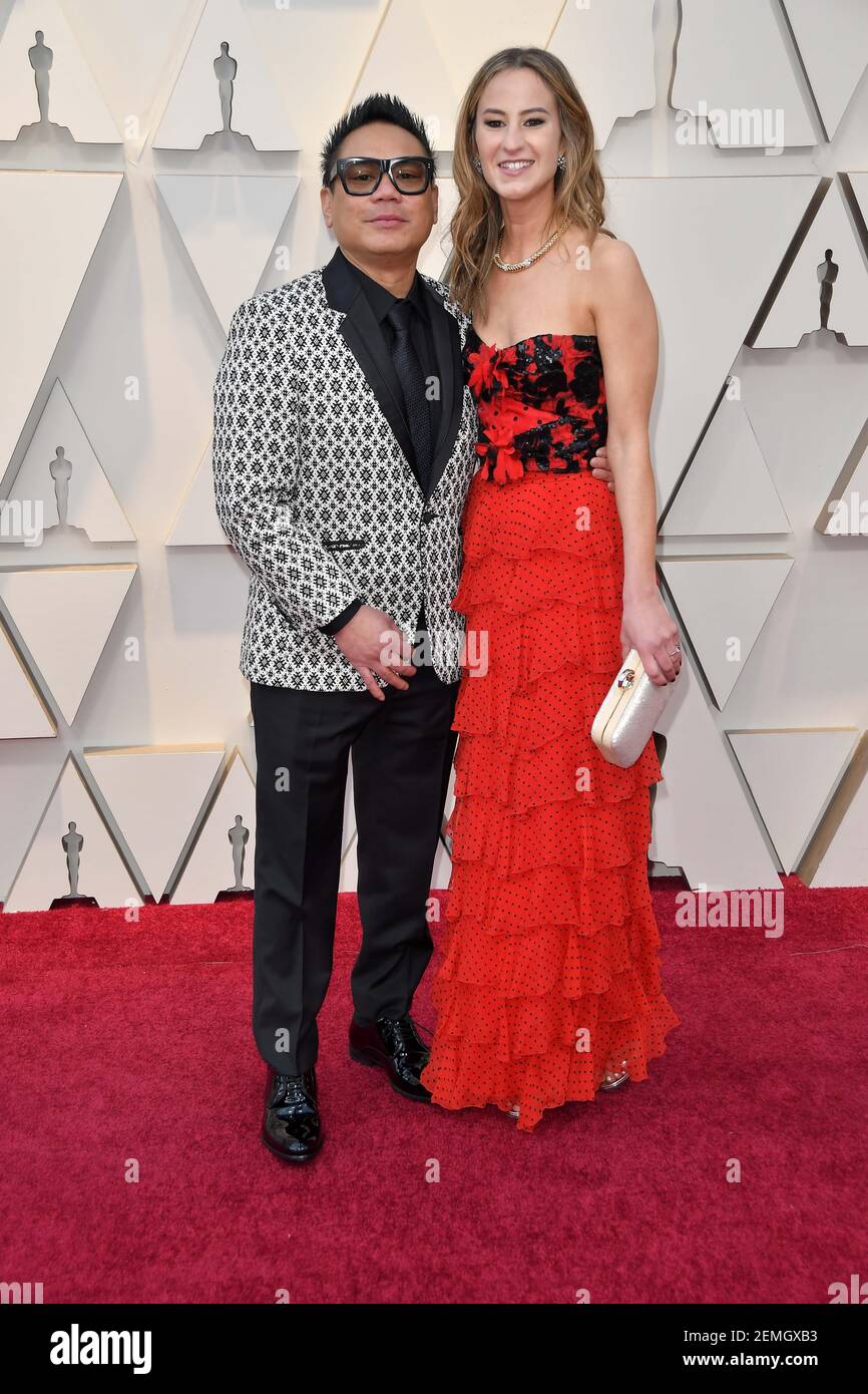 Matthew Libatique et Mary Ellen Vales marchent sur le tapis rouge lors de la 91e cérémonie des Oscars de l'Academy Awards qui s'est tenue au Dolby Theatre situé au Hollywood & Highland Center de Los Angeles, Californie, le 24 février 2019. (Photo de la Sathanlee Mirador/Sipa USA) Banque D'Images