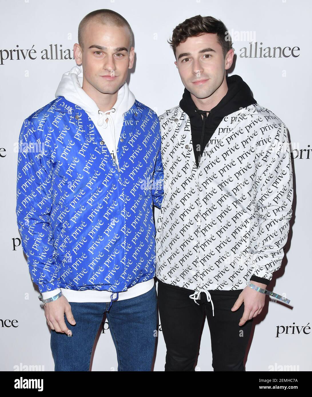(G-D) Everett Williams et Nicholas Scarpinato à la Prive? Alliance Ready-to-Wear Fashion Présentation tenue à l'Academy Nightclub à Los Angeles, CA, le mardi 26 février 2019. (Photo de la Sathanlee B. Mirador/Sipa USA) Banque D'Images