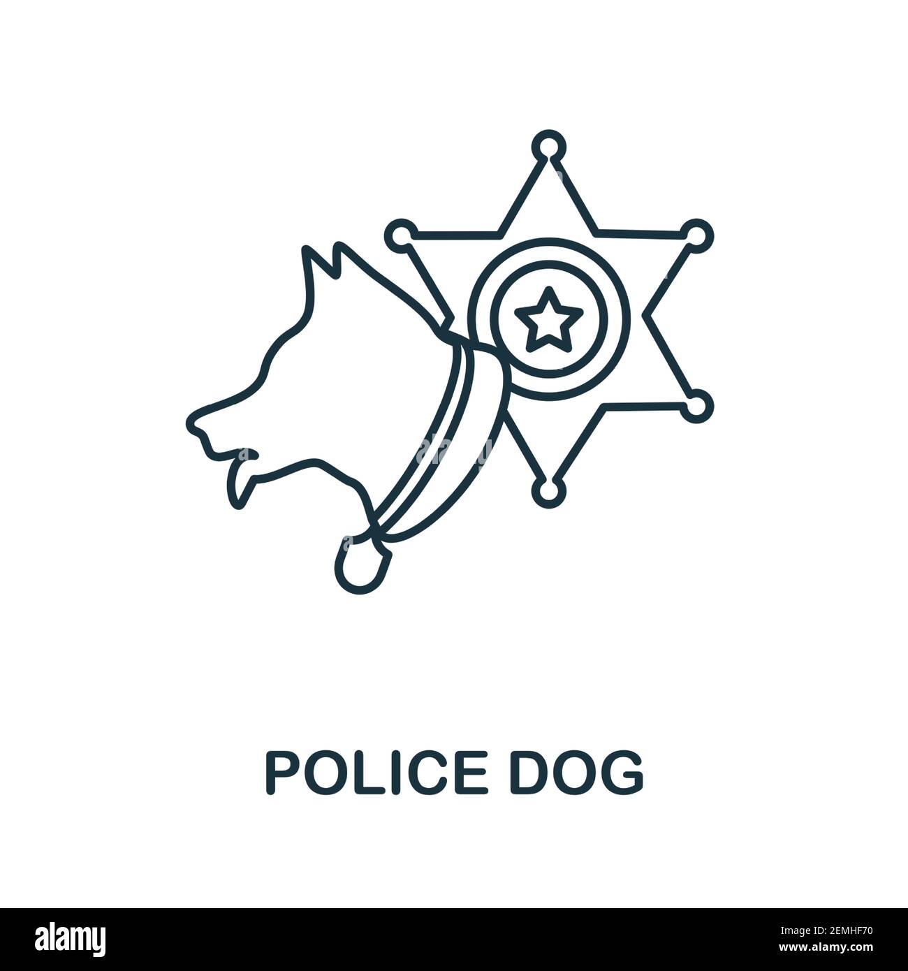 Icône chien de police. Un élément simple de la collection de policiers. Icône Creative police Dog pour la conception Web, les modèles, les infographies et plus encore Illustration de Vecteur