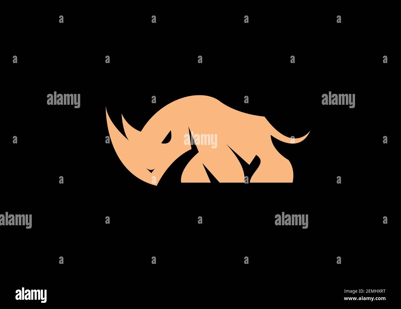 Motif rhinocéros marron et noir monogramme Illustration de Vecteur
