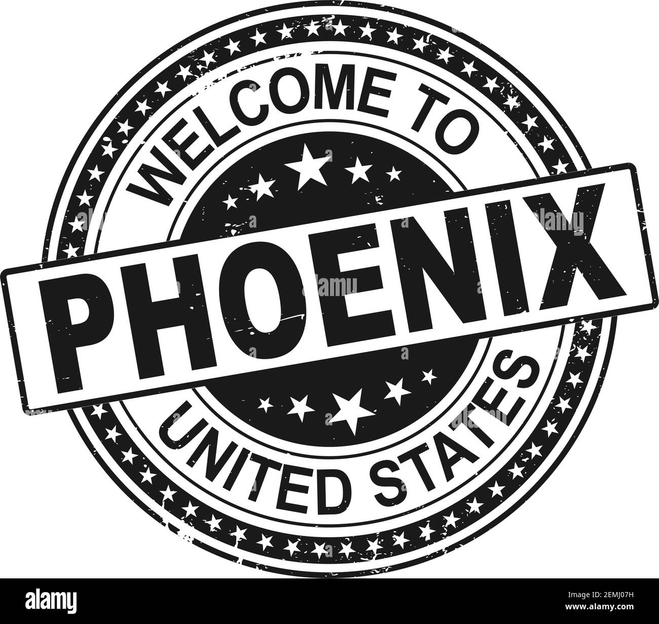 Bienvenue au timbre en caoutchouc Phoenix grunge sur fond blanc, illustration vectorielle Illustration de Vecteur
