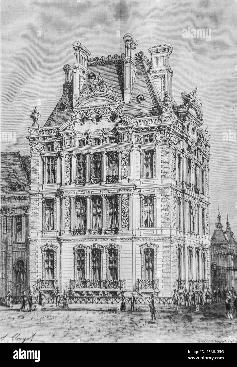 les tuilleries,pavillon de flore, 1861-1875,histoire de france par henri martin,éditeur fournissant 1880 Banque D'Images