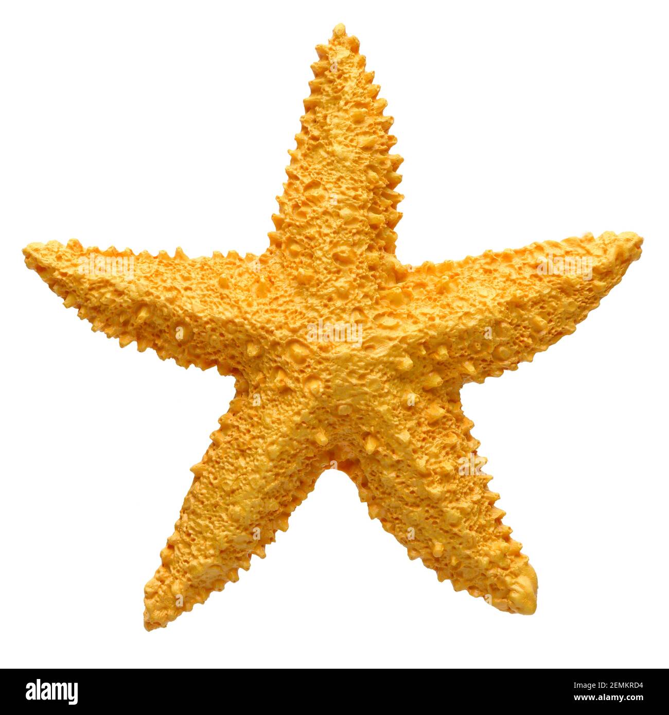 Souvenir étoile de mer jaune, décoration faite à la main, isolé sur fond blanc Banque D'Images