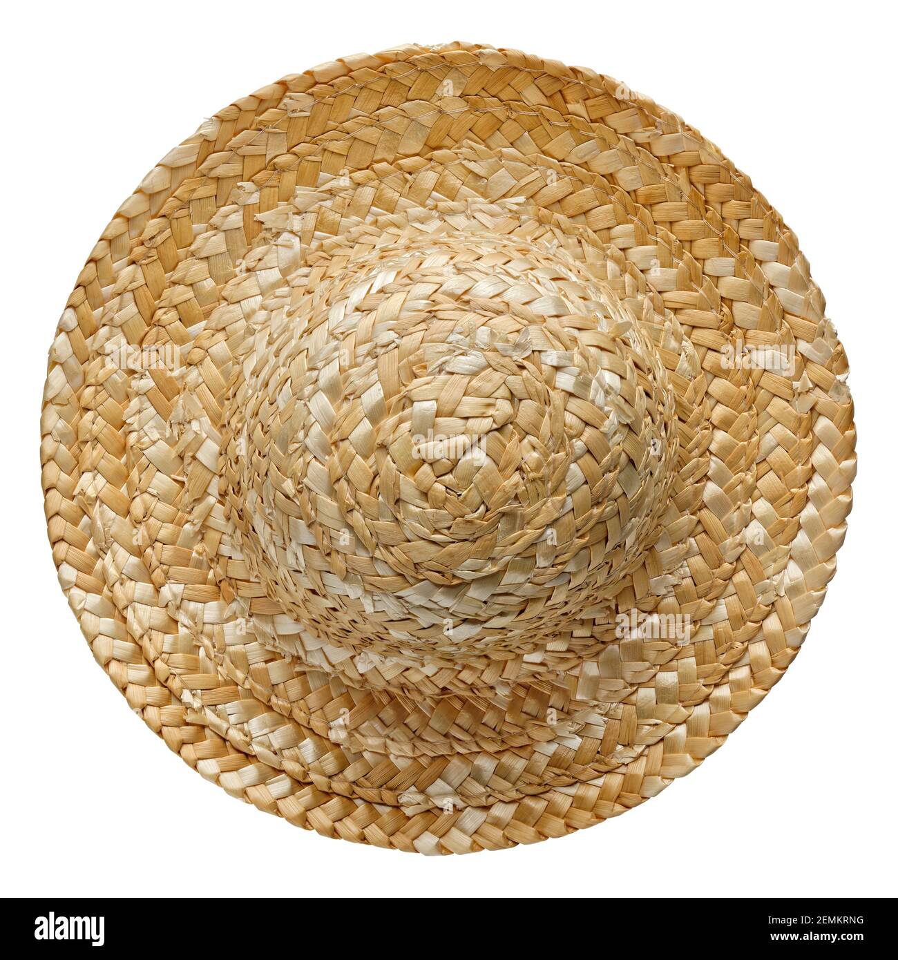 Chapeau de paille rond, vue de dessus, isolé sur fond blanc Photo Stock -  Alamy