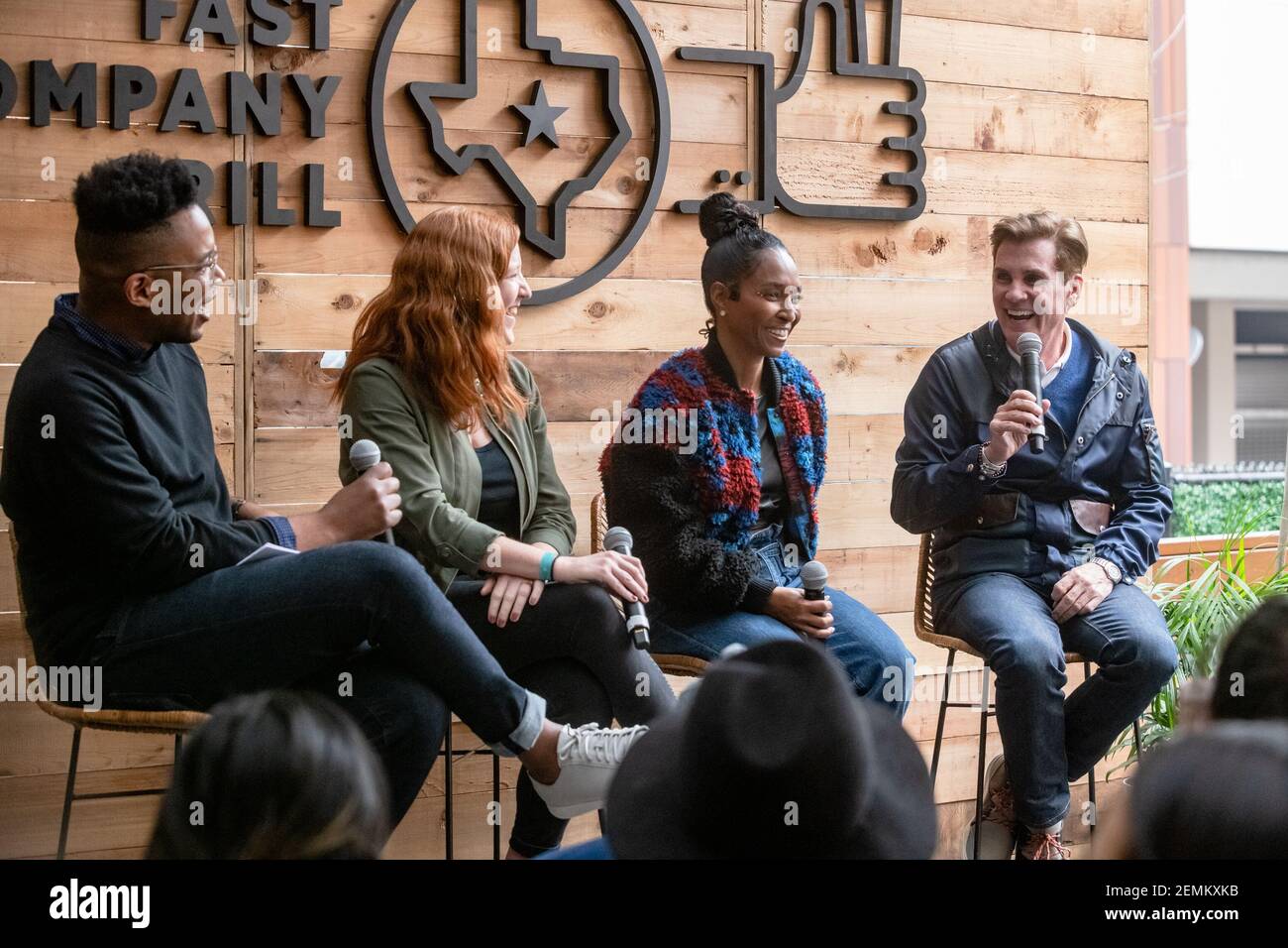 AUSTIN, TEXAS - MARS 11: (G-D) KC Ifeanyi, rédacteur associé, Fast Company, Kelly Strickland, Vice-président principal de Tour Marketing, Live Nation, Rozonda “Chili” Thomas, chanteur-compositeur, TLC, Bill Diggins, fondateur et PDG de Diggit Entertainment, participe au Fast Company Grill le 11 mars 2019 à Austin, Texas. (Photo de Maggie Boyd/Sipa USA) Banque D'Images