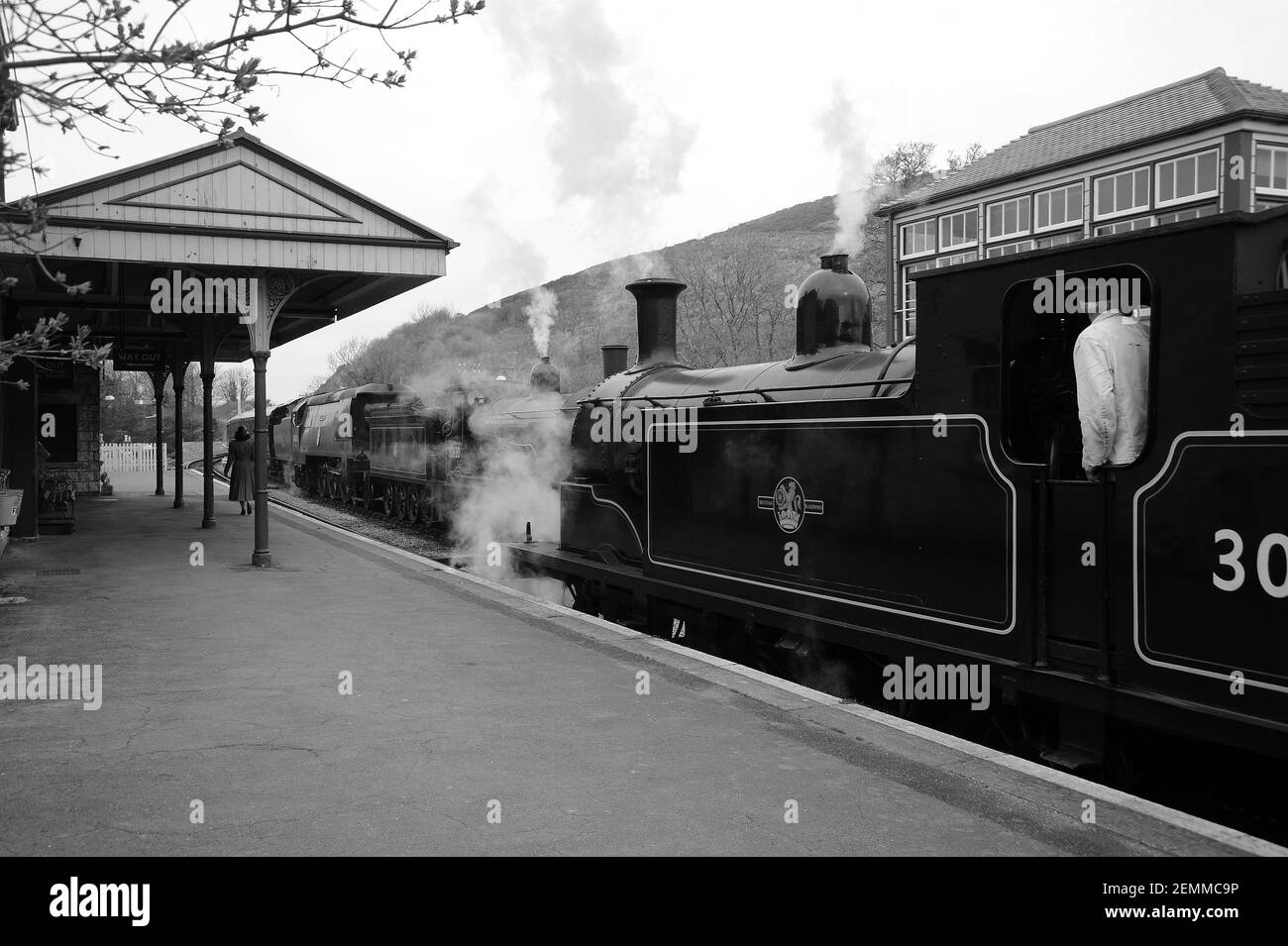 '30120' et 'Manston' passant '30053' à la gare du château de Corfe. Banque D'Images '30120' et 'Manston' passant '30053' à la gare du château de Corfe. Banque D'Images