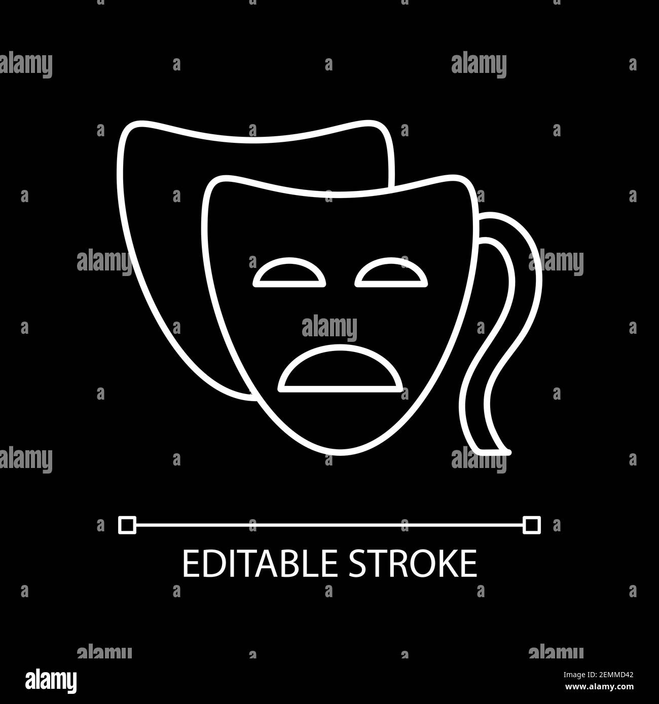 Icône linéaire blanche dramatique pour thème sombre Illustration de Vecteur