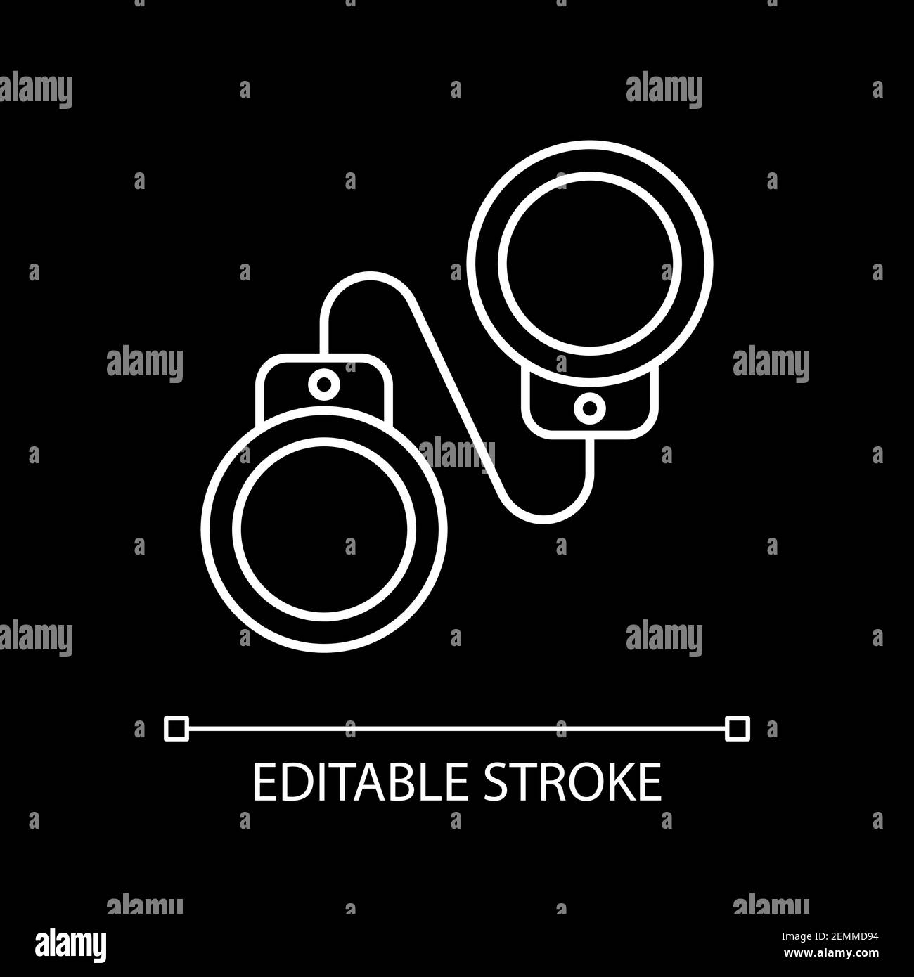 Icône linéaire blanche de drame criminel pour thème sombre Illustration de Vecteur