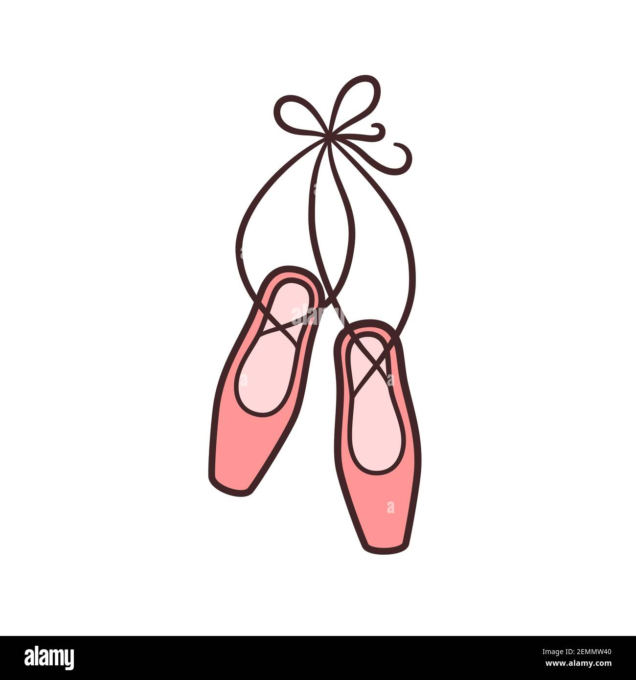 Chaussures Ballet pointe. Accessoires de ballerine Illustration vectorielle  isolée en style doodle Image Vectorielle Stock - Alamy