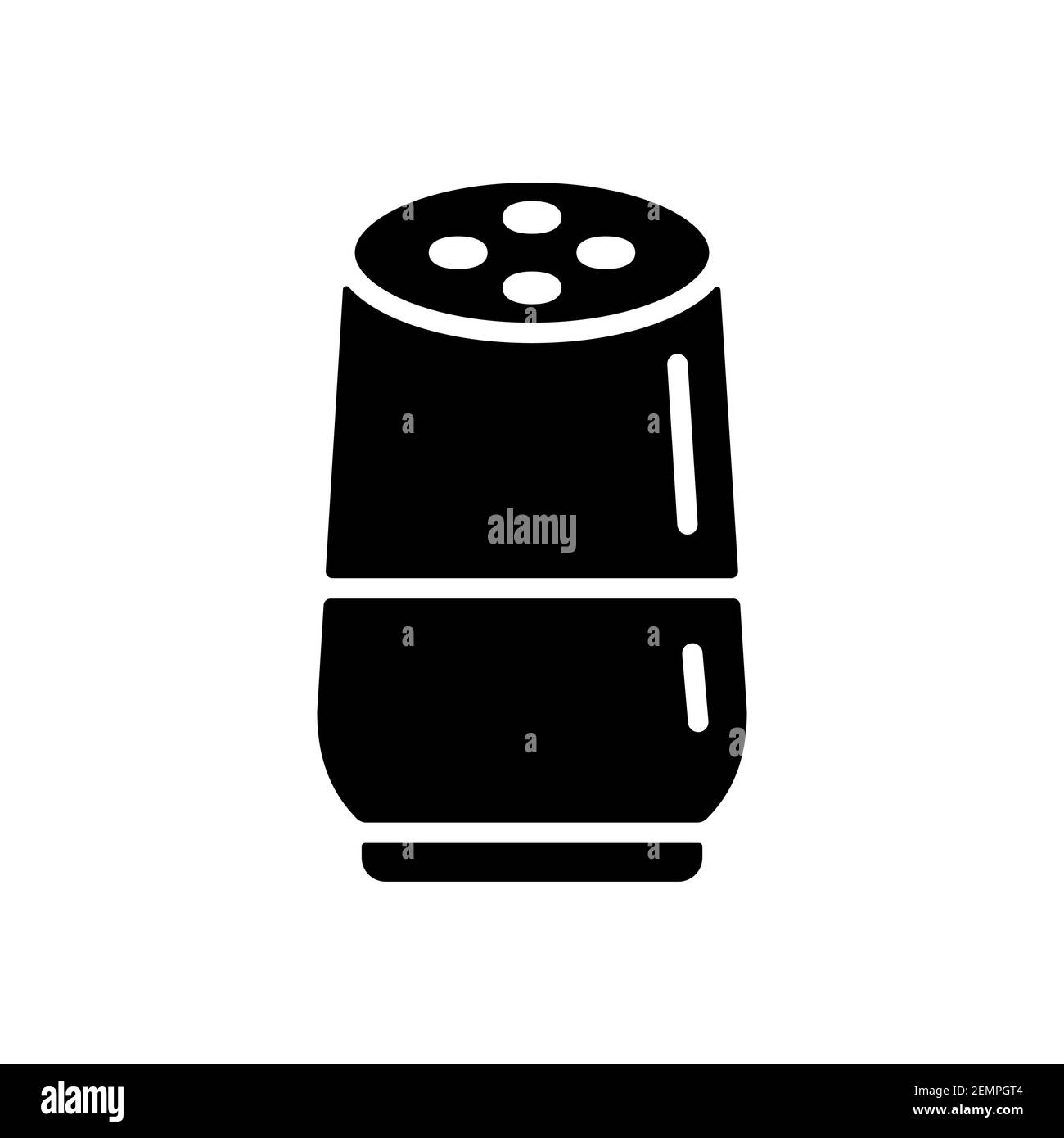 Enceinte domestique intelligente avec icône de glyphe d'assistant numérique virtuel. Symbole graphique pour la conception, le logo, l'application, l'interface utilisateur du site Web et des applications audio et musicales Illustration de Vecteur