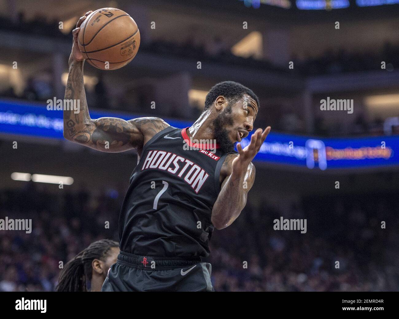 Iman Shumpert (1) des Houston Rockets a rebondi contre son ancienne équipe, les Sacramento Kings, au Golden 1 Centre de Sacramento, en Californie, le mardi 2 avril 2019. (Photo par Hector Amezcua/Sacramento Bee/TNS/Sipa USA) Banque D'Images