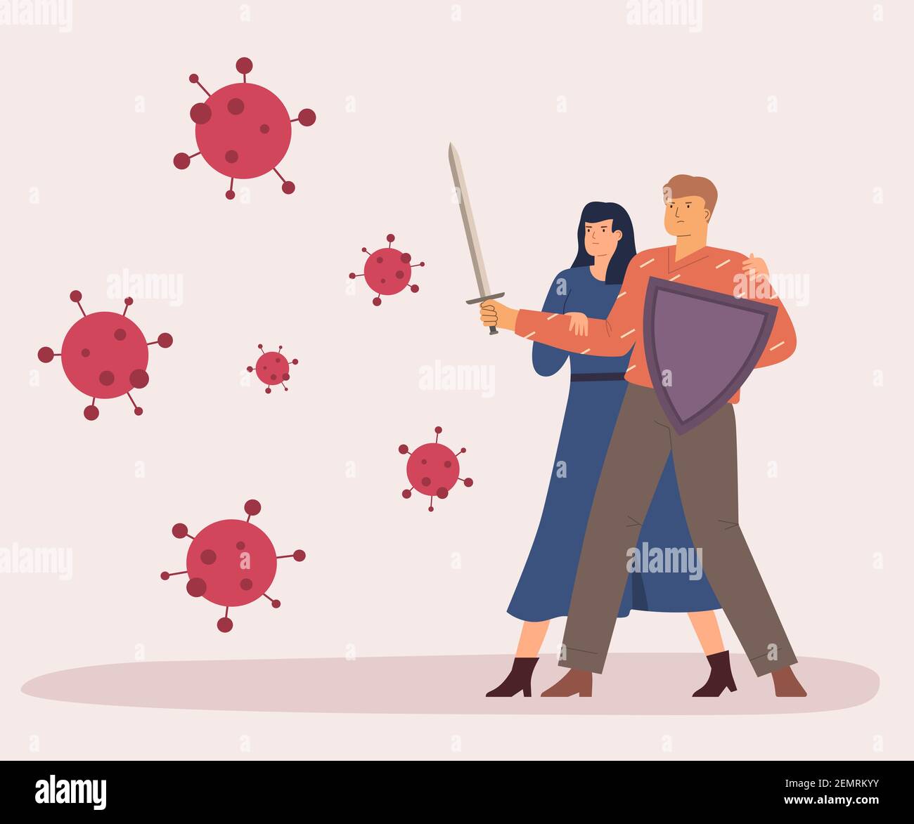 Concept d'illustration de l'auto-protection des personnes. Virus de lutte contre les vecteurs. Épidémie de coronavirus. Illustration vectorielle lutte contre le virus covid-19 ou le coronavirus Illustration de Vecteur