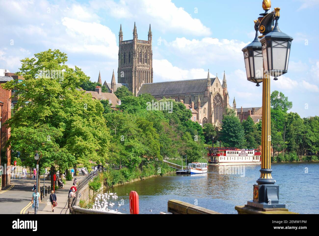 L'ensemble de la cathédrale de Worcester, Worcester, Severn River Worcestershire, Angleterre, Royaume-Uni Banque D'Images
