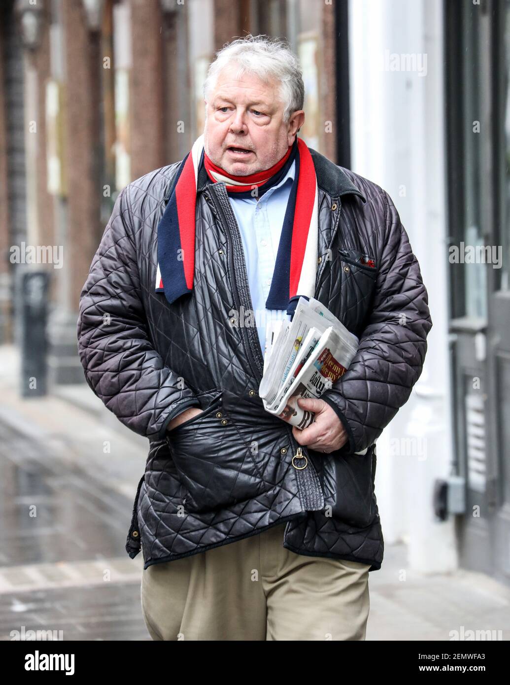 Nick Ferrari a vu arriver aux studios radio mondiaux de Londres. Banque D'Images