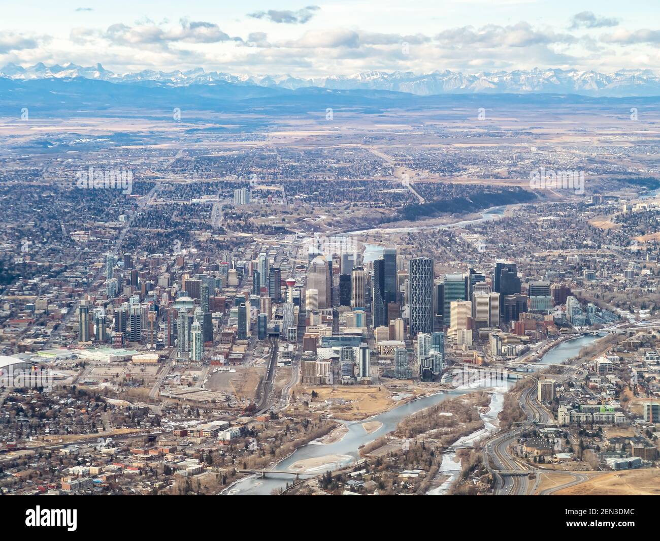 Vue aérienne de Calgary au Canada Banque D'Images