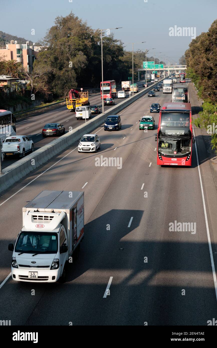 Autoroute circulaire des nouveaux territoires (route 9), KWU Tung North, (près de Sheung Shui), nouveaux territoires, Hong Kong 22 février 2021 Banque D'Images