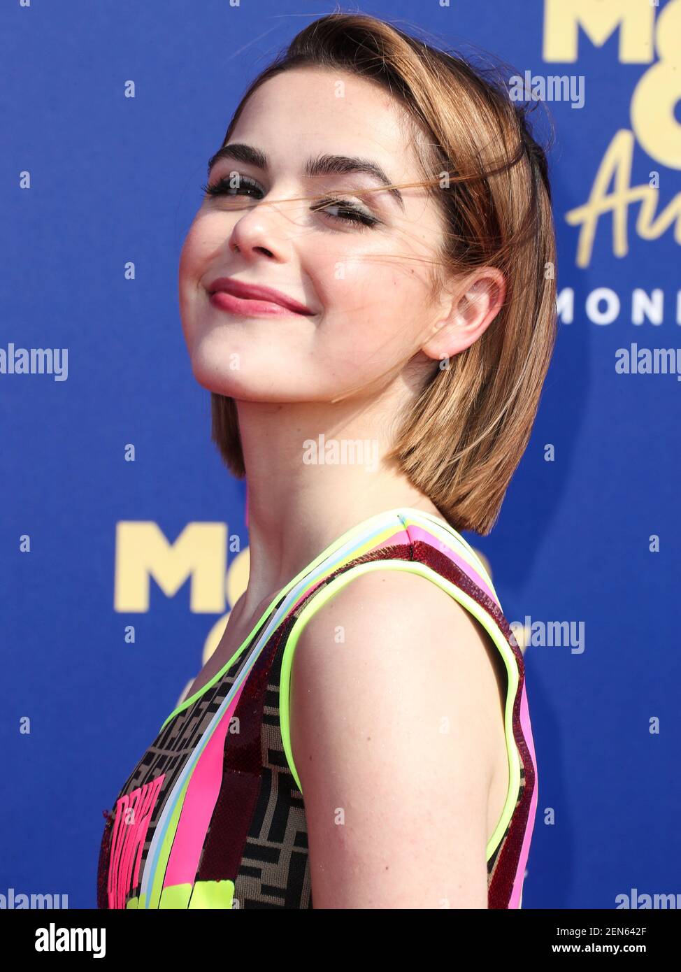 SANTA MONICA, LOS ANGELES, CALIFORNIE, États-Unis - JUIN 15 : l'actrice Kiernan Shipka portant Fendi arrive aux MTV Movie and TV Awards 2019 qui se tiennent à Barker Hangar le 15 juin 2019 à Santa Monica, Los Angeles, Californie, États-Unis. (Photo de Xavier Collin/image Press Agency/Sipa USA) Banque D'Images