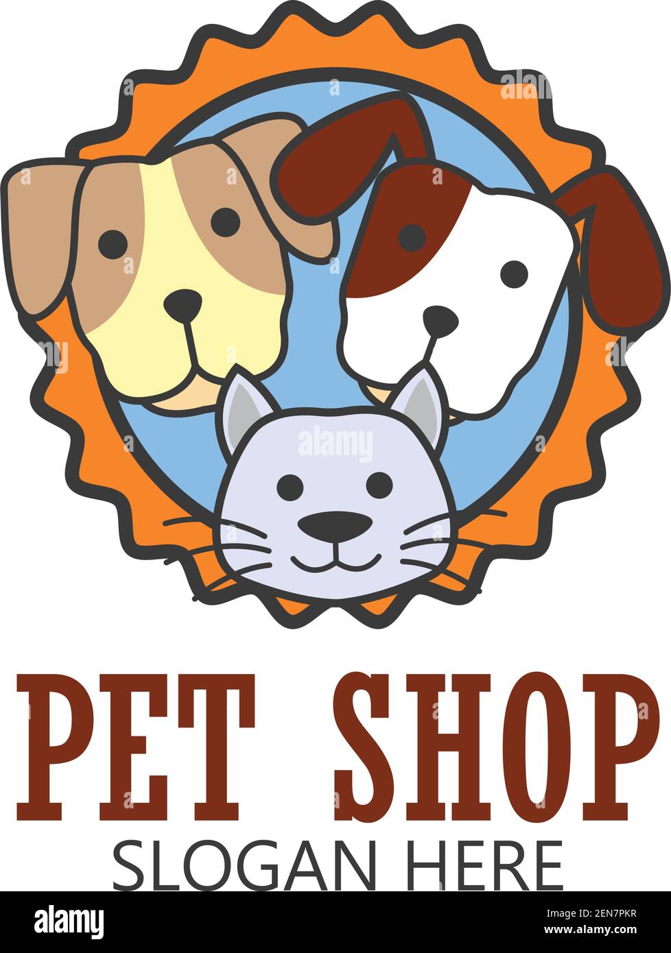 Boutique animaux animaux domestiques, animaux, soins, avec le logo de l'espace pour votre texte / slogan slogan, vector illustration Illustration de Vecteur