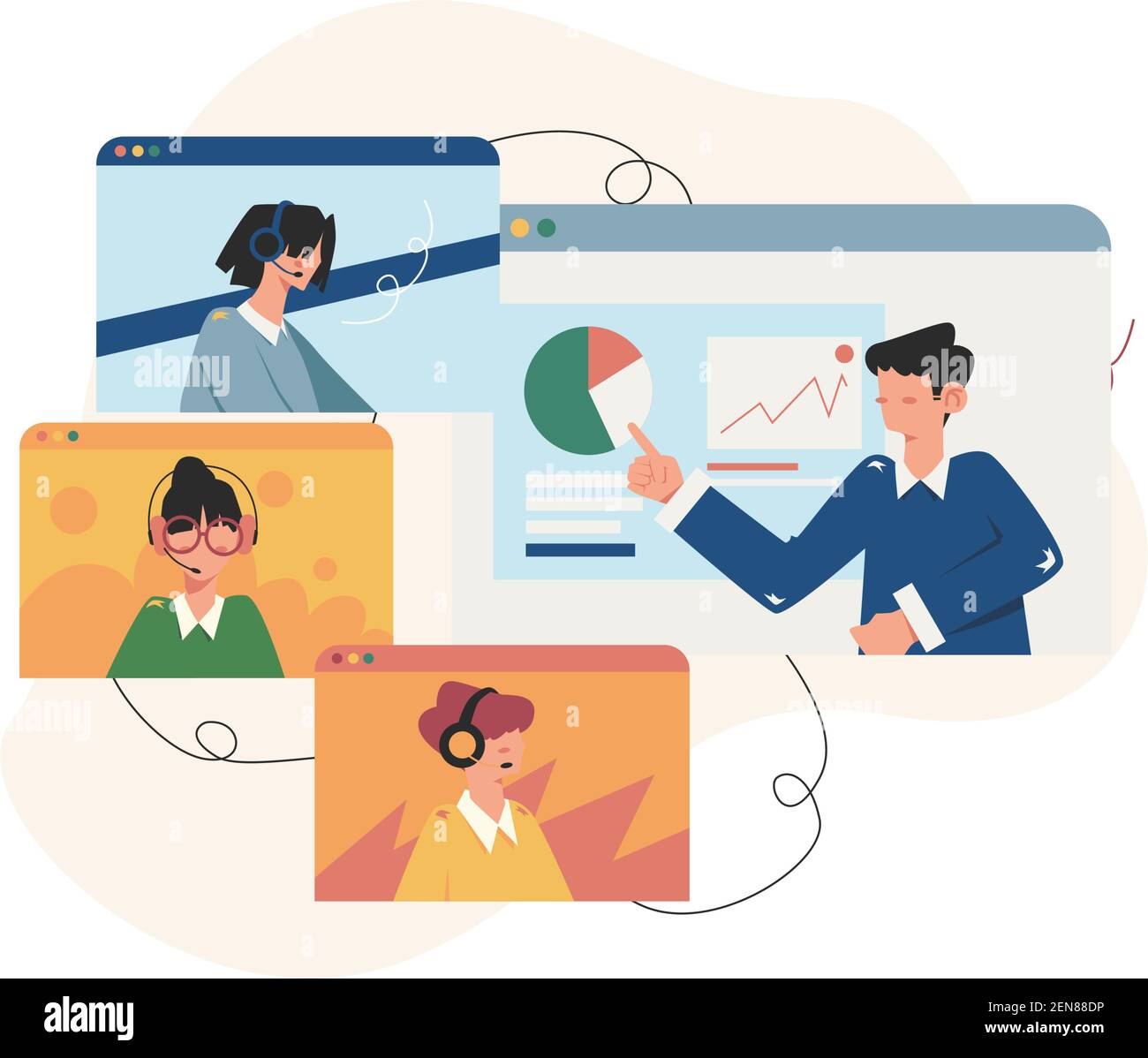 Former les gens à acquérir des connaissances à partir des livres et de l'Internet Illustration de Vecteur