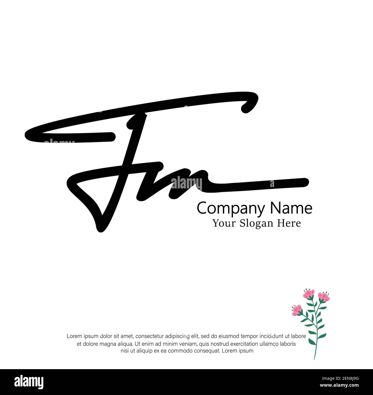 F M FM lettre initiale écriture manuscrite et logo de signature. Logo original du vecteur de beauté .mode, boutique, floral et botanique Illustration de Vecteur