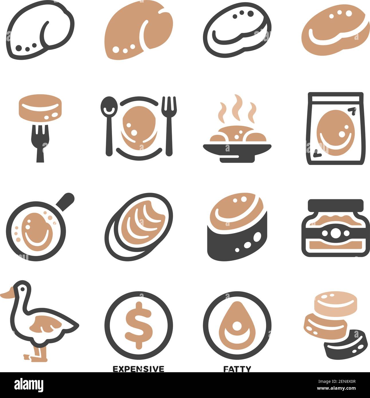 ensemble d'icônes de foie gras, vecteur et illustration Illustration de Vecteur