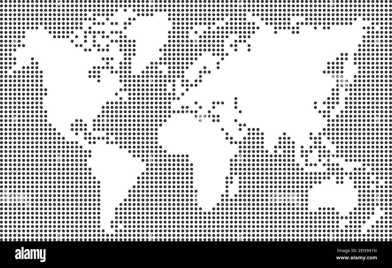 carte du monde en pointillés, points noirs océan et espace vierge terre, vecteur et illustration Illustration de Vecteur