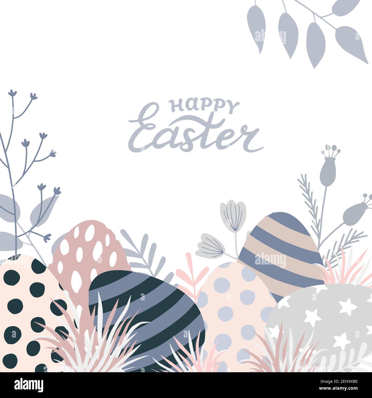 Composition des oeufs de Pâques. Illustration vectorielle. Convient aux cartes de vœux, affiches, invitations. Illustration de Vecteur