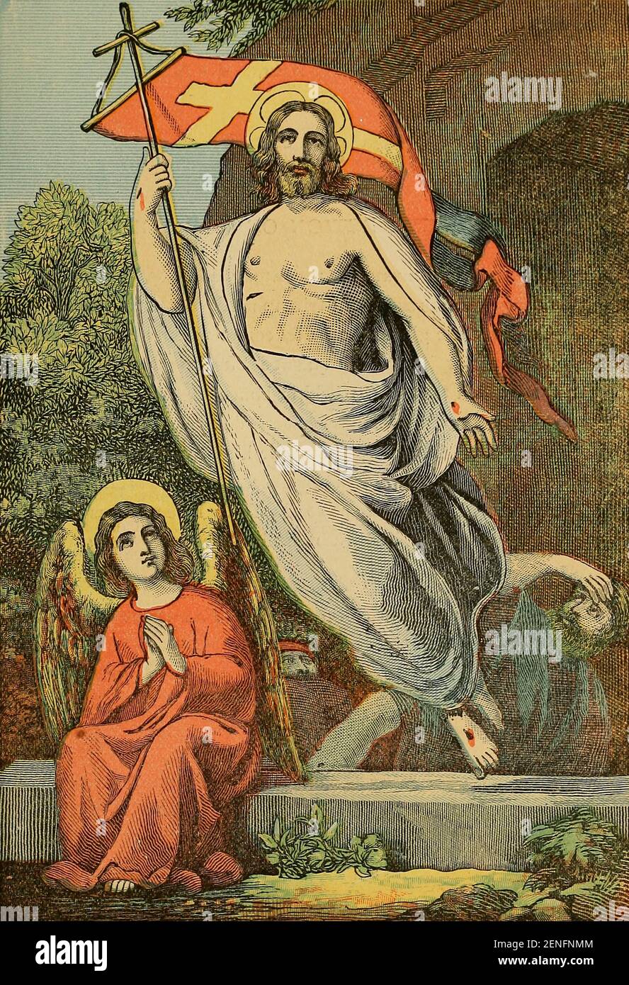1er mystère glorieux du Rosaire la Résurrection de Jésus-Christ de ' la bibliothèque catholique picturale ' contenant sept volumes en un : l'histoire de la Sainte Vierge -- la colombe du tabernacle -- l'histoire catholique -- l'apparition de la Sainte Vierge -- UN index chronologique -- Lettres pastorales de la troisième plénière. Council -- UN chapelet de versets -- hymnes catholiques publiés à New York par Murphy & McCarthy en 1887 Banque D'Images