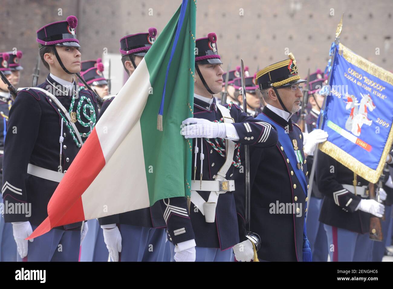 Milan (Italie), Armée italienne, cérémonie de serment pour les cadets de l'École militaire de Teuliè Banque D'Images