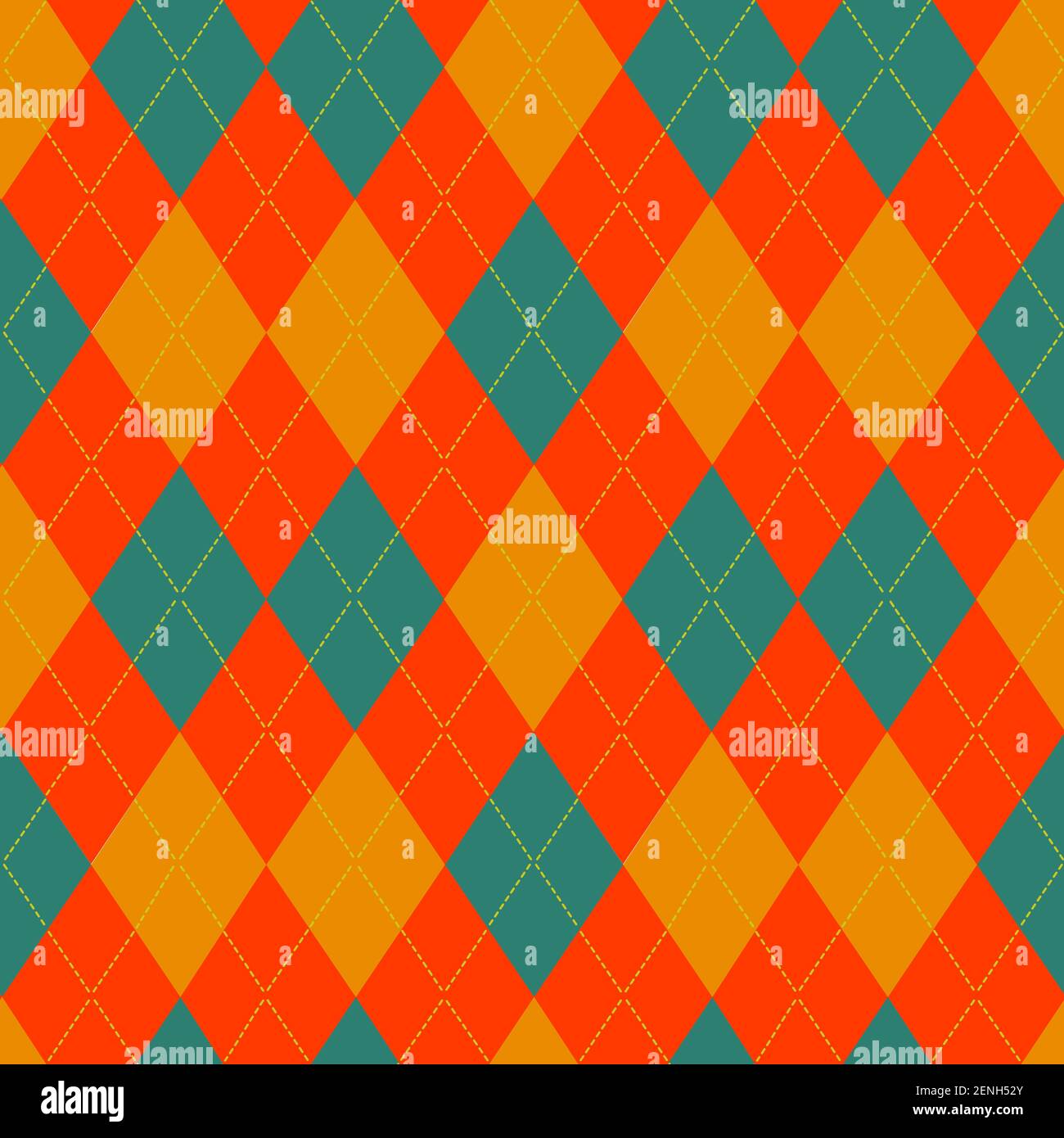 Motif Argyle rétro brillant sans coutures. Texture vectorielle avec losange coloré de jaune turquoise orange. Illustration de Vecteur