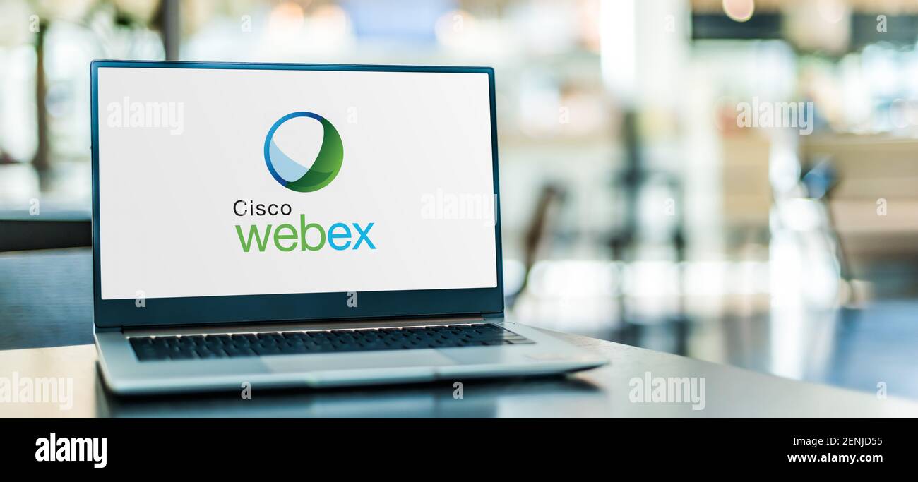 POZNAN, POL - 6 JANVIER 2021 : ordinateur portable affichant le logo de Cisco Webex, une société américaine qui développe et vend des conférences Web et des vidéoconférences Banque D'Images