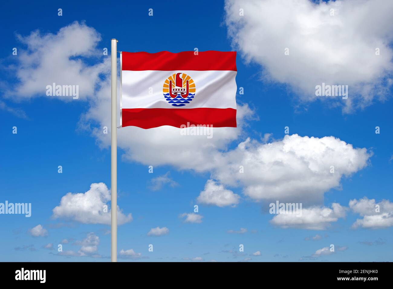 Die Flagge von Tahiti, Insel in Französisch Polynésien, Südsee, Banque D'Images