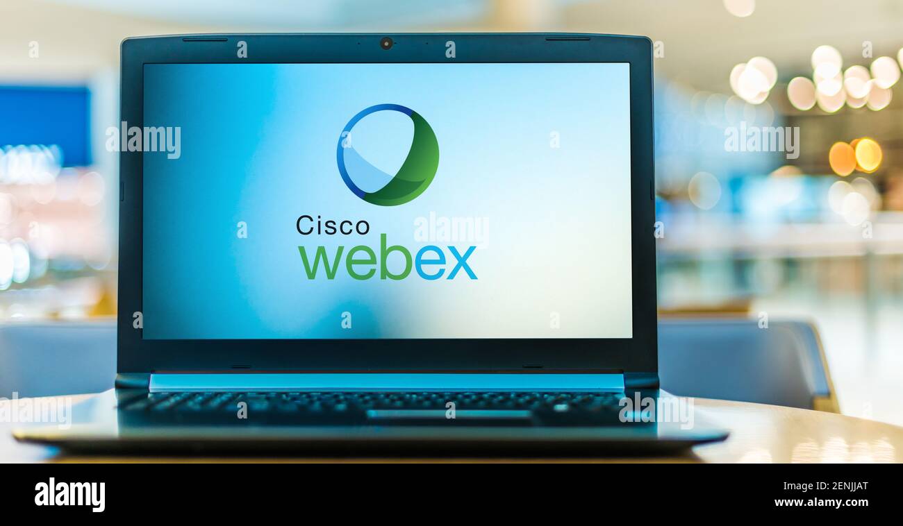 POZNAN, POL - 6 JANVIER 2021 : ordinateur portable affichant le logo de Cisco Webex, une société américaine qui développe et vend des conférences Web et des vidéoconférences Banque D'Images
